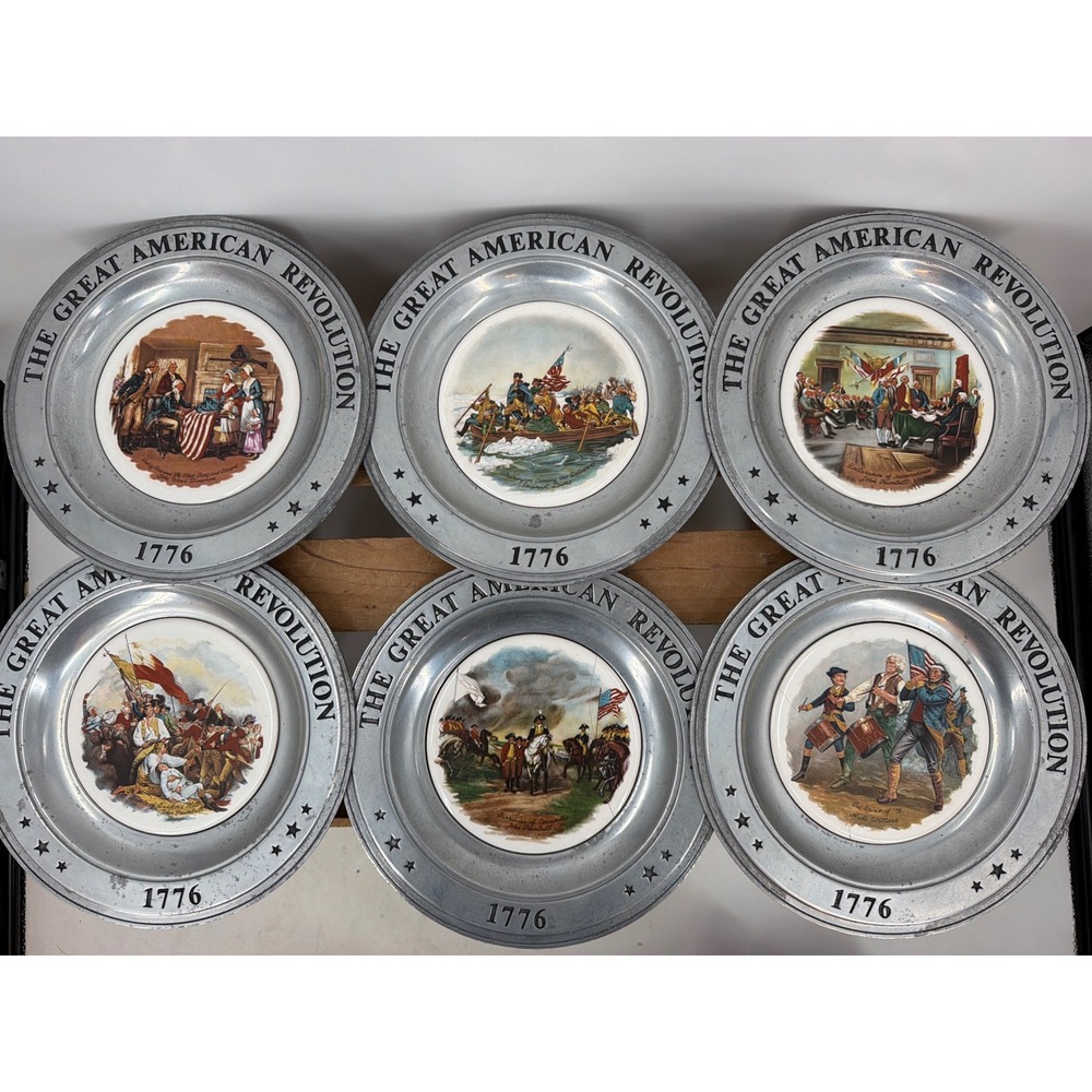 6pc The Great American Revolution 1776 Bicentennial Plates Canton Ohio 1976